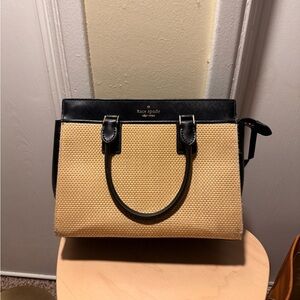 Kate Spade Cameron Black and Tan Woven Satchel